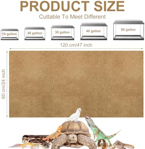 Haull 4 Pcs Reptile Carpet Terrarium Floor Mat Liner, 47 x 24 Inch, Coffee