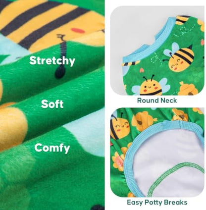 KYEESE Velvet Dog Pajamas for Small Dogs Soft Onesie Shirt, Little Bee