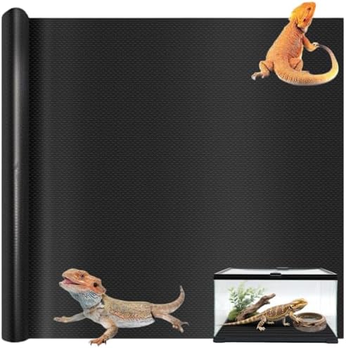 Tlence 118" x 23.6" Reptile Terrarium Mat, Bearded Dragon Tank Accessories, Black Non-Adhesive Lizard Substrate Carpet, Tortoise Habitat Bedding Flooring Liner for Leopard Gecko Snake