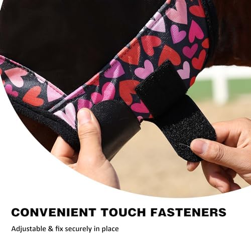 Harrison Howard Pro LumiVista Horse Half Face Fly Mask Large Eye Space with Ears UV Protection for Horse Cute Hearts M