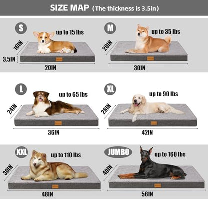 Patas Lague Orthopedic Medium Dog Bed Washable Pet Sofa Mat 30''X20'' Grey