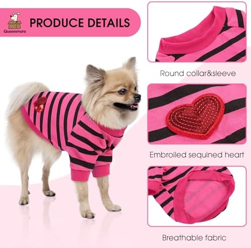 Queenmore Small Dog Shirt,Soft Breathable Dog Shirt for Dogs Cats Boy Girl,Pet Clothes for All Season,Breathable Lightweight Pet Tshirt for Frenchie, Dachshund, Yorkie