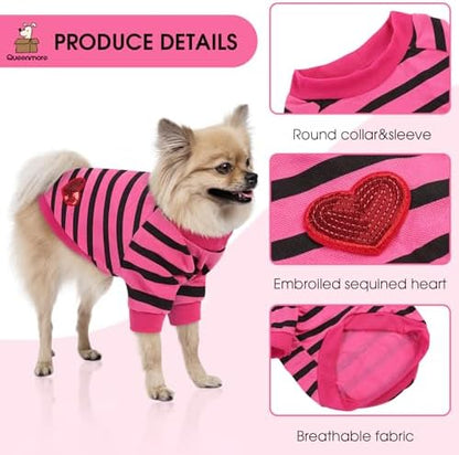 Queenmore Small Dog Shirt,Soft Breathable Dog Shirt for Dogs Cats Boy Girl,Pet Clothes for All Season,Breathable Lightweight Pet Tshirt for Frenchie, Dachshund, Yorkie