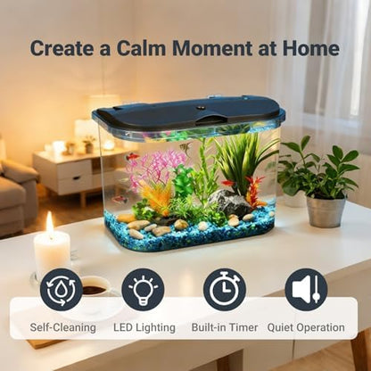 Koller Products 5-Gallon Aquarium Kit with LED Lighting and Power Filter, Ideal for a Variety of Tropical Fish