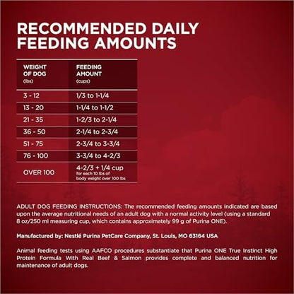 Purina ONE True Instinct Dry Dog Food, Real Beef & Salmon, 27.5 lb Bag