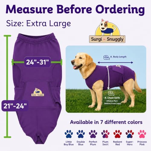 Surgi Snuggly Dog Surgery Recovery Suit, Cone Alternative, Spay/Neuter XL