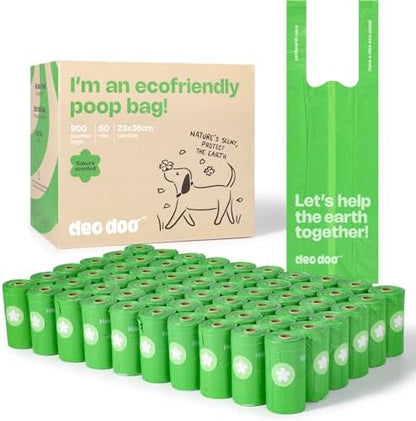 Dog Poop Bags with Handles Sakura Scented 60 Rolls 900 Bags