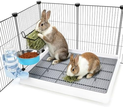 FHTONGE 4 in 1 Ultra Large Rabbit Litter Box with Feeder Combo Set for Cage