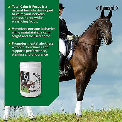 Ramard Total Calm and Focus for Horses Supplement - Magnesium & Calming Formula for Horse Show, Training, & Performance Mental Alertness Without Drowsiness, Show Safe, Perfect Prep for Horses 1 Pack