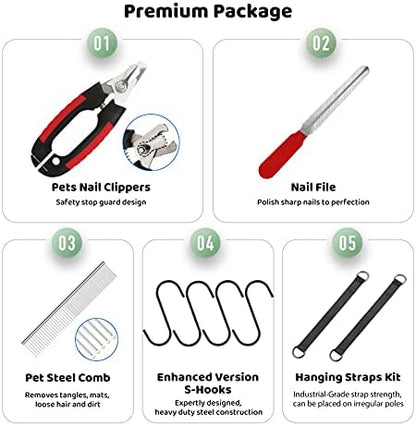 Guzekier Pet Dog Grooming Hammock Harness for Cats & Dogs, Dog Sling for Grooming, Dog Hammock Restraint Bag with Nail Clippers/Trimmer, Nail File, Pet Comb,Ear/Eye Care