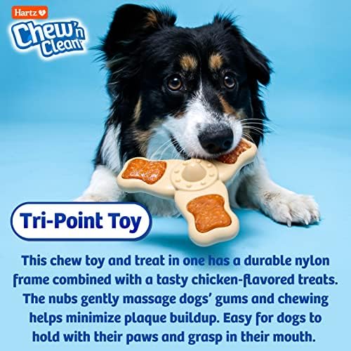 Hartz Chew ‘n Clean Chew Toy and Treat in One Chicken Flavored Tri-Point Dog Toy, Small (Pack of 12)