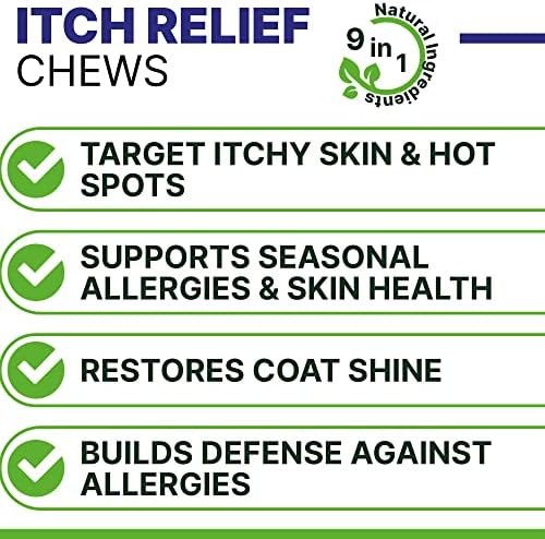 Allergy Relief Dog Chews - Itchy Skin Relief with Omega 3 + Probiotics