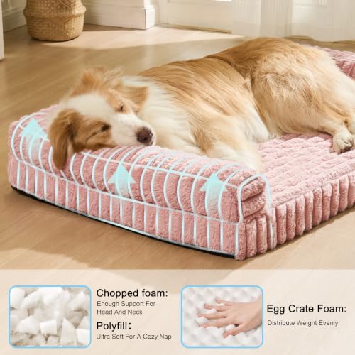 Orthopedic Large Dog Bed Furry Pet Bed, Washable Cover 48''X30''