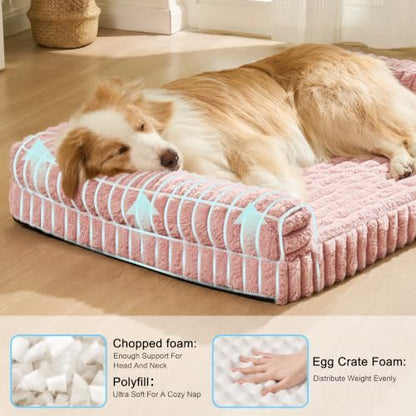 Orthopedic Large Dog Bed Furry Pet Bed, Washable Cover 48''X30''