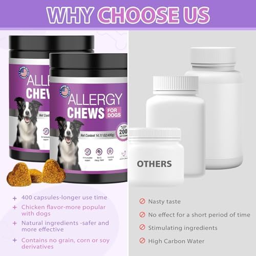 Dog Allergy Chews, Itchy Skin & Hot Spot Relief with Probiotics, 400 Count
