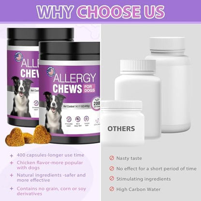 Dog Allergy Chews, Itchy Skin & Hot Spot Relief with Probiotics, 400 Count