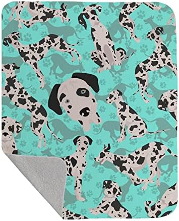 Caroline's Treasures MLM1029LQB Harlequin Natural Ears Great Dane Quilted Blanket 50x60 Artwork Pattern Quilted Throw Blanket for Bed, Couch, Sofa, Soft and Lightweight