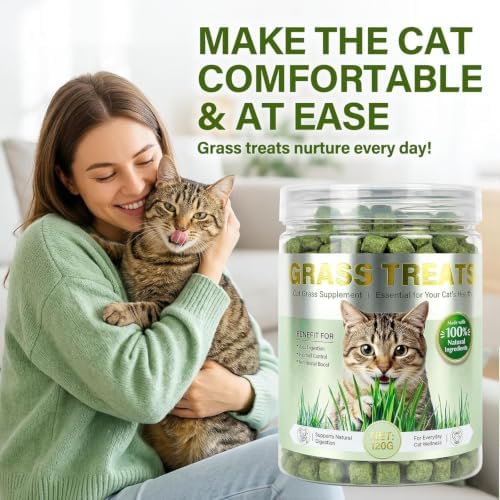 Young Living Cat Grass Treats for Indoor Cats 120 Count Natural Feline Grass Treats Digestion Support Healthy Cat Snacks for Hairball Control