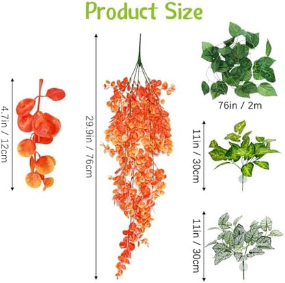 Hamiledyi Reptile Plants for Terrarium Hanging Fake Leaves with Suction Cup