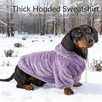 Fuzzy Dog Hoodie Sweater for Large Dogs Warm Winter Dog Clothes with Double-Sided Plush Fleece Soft Stretchy Pet Coats Hooded Sweatshirt for Medium Large Dogs