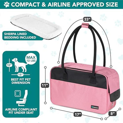 PetAmi Small Dog Purse Carrier with Pockets, Airline Approved, Pink