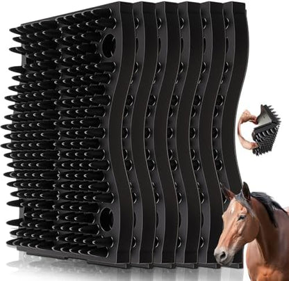 Frienda 6 Pcs 6 x 5 Inch Black Horse Scratching Pad Itch Relief for Horses and Livestock Large and Small Animal Scratch Horses, Cows, Goats, Dogs Farm Animal