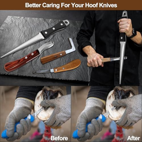 Hoof Knife Sharpener, 10 Inch Farrier Tool Honing Rod for Hoof Knives