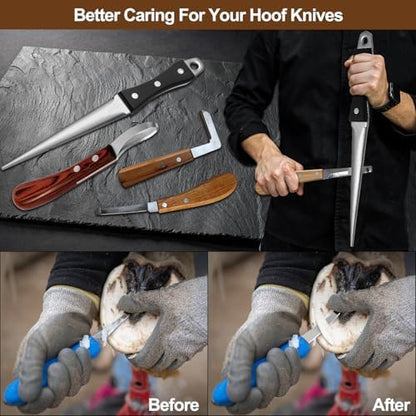 Hoof Knife Sharpener, 10 Inch Farrier Tool Honing Rod for Hoof Knives