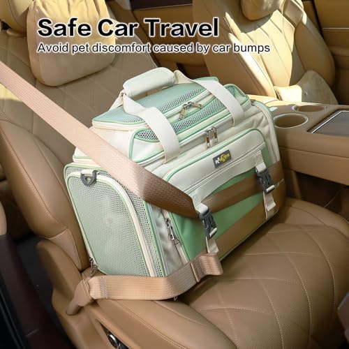 Cozy Cruiser Pet Carrier with Wheels for Small Dog and Cat,TSA Airline Approved, Expandable Space, Soft-Sided & Collapsible Design,4-Wheeled Rolling Travel Bag with Telescopic Handle