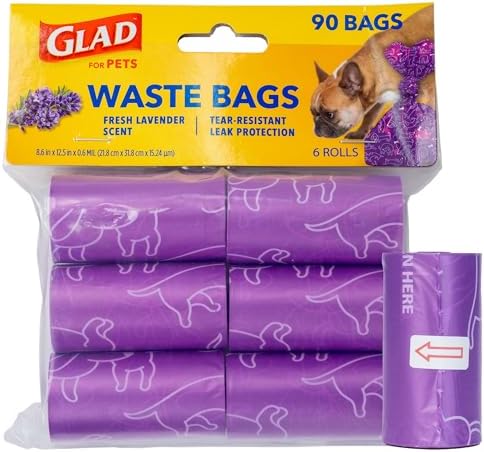 Glad for Pets Scented Dog Waste Bags, Lavender Scent, Purple, 90 Count