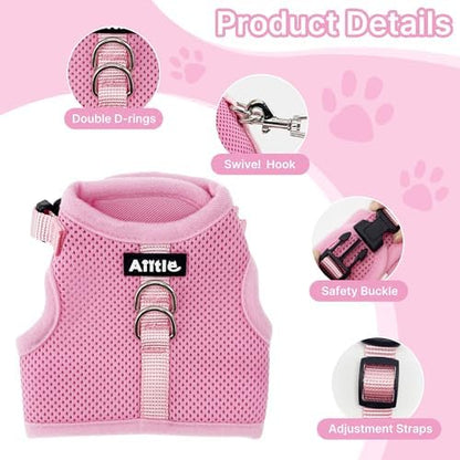 AIITLE Breathable Escape Proof Rabbit Harness and Leash Set, Pink L