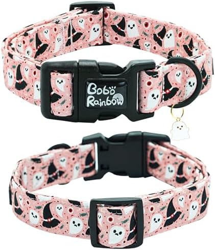 Ghost Dog Collar, Halloween Pet Collar Fall Adjustable Cute Lightweight Quick-Release Buckle Collars Holiday Puppy Collars Comfortable Cotton for Boy&Girl X-Small Dogs