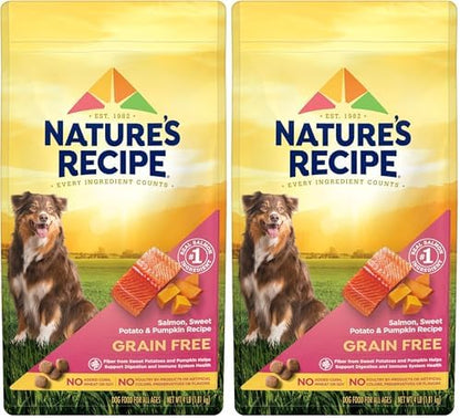 Natureâ€²s Recipe Grain Free Salmon, Sweet Potato & Pumpkin Recipe Dry Dog Food, 4 lb. Bag (Pack of 2)