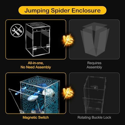 Jumping Spider Enclosure Starter Kit,Escape Proof Ocean Terrarium