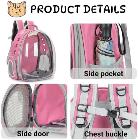 Cat Backpack Carrier Bubble Carrying Bag (Pink)