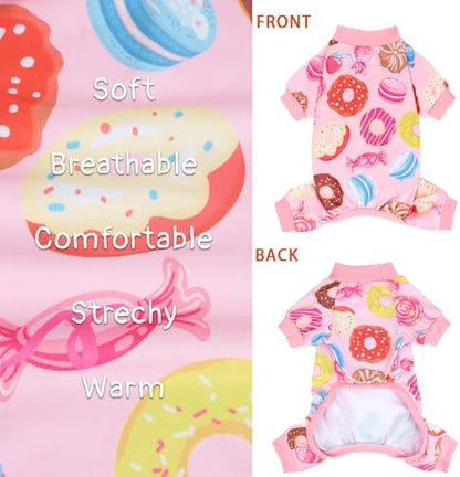 XPUDAC 4 Pack Dog Pajamas Soft Pink Dog Clothes for Small Medium Dogs, XXL