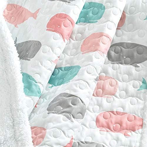 Lush Decor Whale Throw | Ocean Animal Print Fuzzy Reversible Sherpa Blanket - 60” x 50”, Pink & Aqua