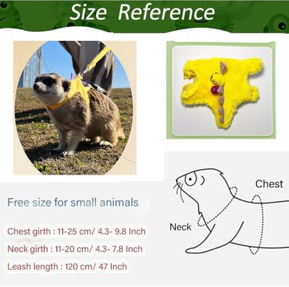 Ferret Harness and Leash Set Small Animals Vest Harness with Safe bell Dinosaur Shaped Walking clothes for Baby Rabbit Guinea pig Teacup Chihuahua Mouse and other small pet.(Yellow Dinosaur)