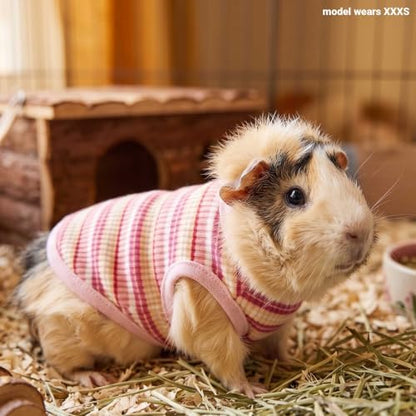 Guinea Pig Clothes (2-Pack), Striped Small Animal Vest T-Shirt