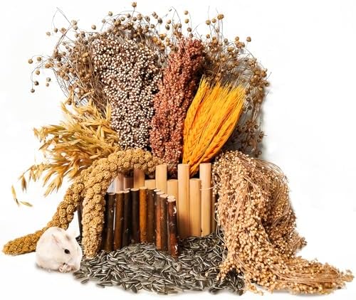 Natural Hamster Flower & Herb Habitat Deocr, Hamster Sprays Herbs Bedding Mate, Hamsters Cage Enrichment Decoration Accessories for Gerbil Dwarf Syrian Hamsters Guinea Pig Mice or Small Animals