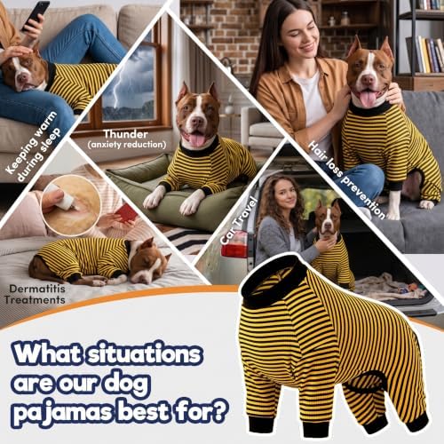 LovinPet Dog PJS Clothes for Giant Dogs, Yellow and Black Stripe, XL