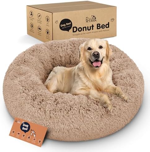 Calming Donut Dog Bed for Small Dogs, Round Dog Bed for Medium & Large Dogs