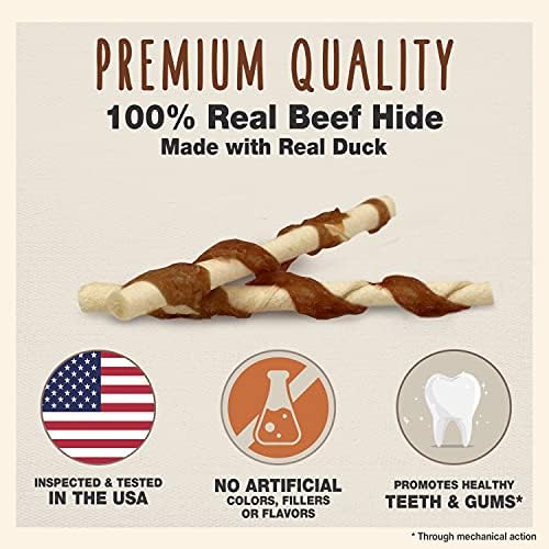 Cadet Gourmet Beef Hide & Duck Flavor Twists Dog Chew Sticks, 50 Count