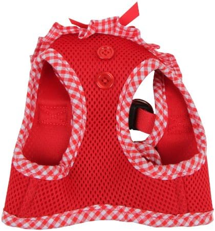 Puppia Vivien Vest Dog Harness Step-in All Season Mesh Cute No Pull No Choke Walking Training for Small Dog, Red, Medium