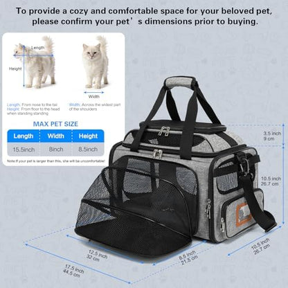 Cozy Cruiser Pet Carrier with Wheels for Small Dog and Cat,TSA Airline Approved, Expandable Space, Soft-Sided & Collapsible Design,4-Wheeled Rolling Travel Bag with Telescopic Handle