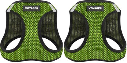 Voyager Step-in Air Dog Harness - All Weather Mesh, Reflective, No Pull Harness for Small, Medium Dogs, Cats - Secure with Hook & Loop Fastener, Buckle, Double D-Rings - Lime Green 2-Tone, XS