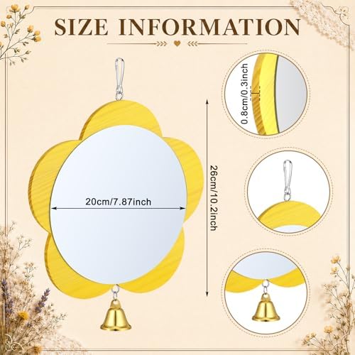 Sadnyy Extra Large Chicken Mirror Toy for Coop Flower Frame with Bell