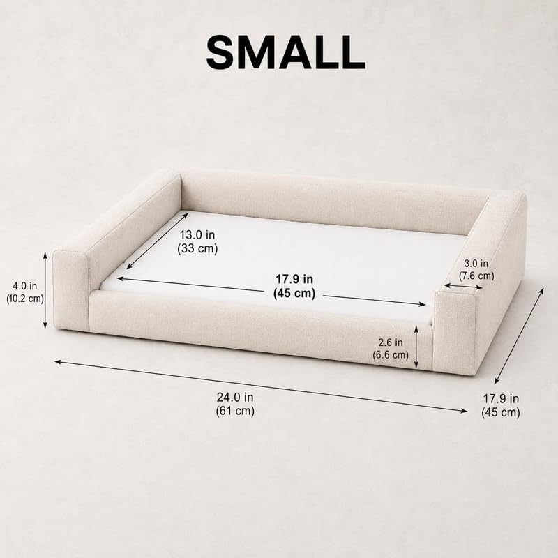 Mini Cloud Bed - Removable and Washable Covers - Upholstered Minimalist Modern Luxury - Toddler Baby Pet Dog Cat Nursery (Taupe Boucle, Small)