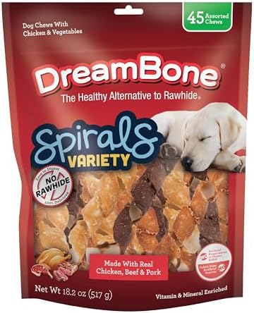 DreamBone Spirals Variety Pack Rawhide-Free Dog Treats, 45 Count