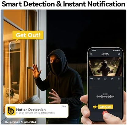 4MP Window Camera, 2.4GHz & 5.8GHz WiFi 6 Indoor Camera with Phone App, Cameras for Home Security with Full Color Night Vision, AI Person & Motion Detection, 24/7 Recording, Compatible with Alexa